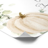 Poster Baby shower d'automne Eucalyptus Citrouille blanc (Coin)