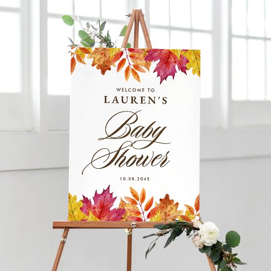 Poster Baby shower d'automne Feuille en chute