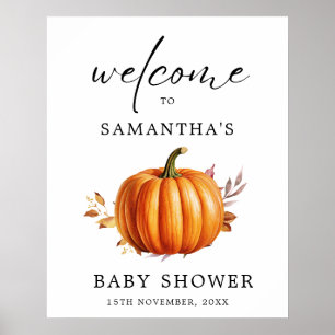 Poster Baby shower d'automne floral moderne