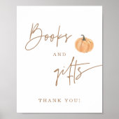 Poster Baby shower d'automne Livres et Cadeaux Signe, Cit (Devant)