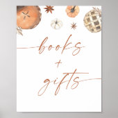 Poster Baby shower d'automne Livres et Cadeaux Signe, Cit (Devant)