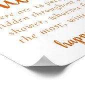 Poster Baby shower d'automne | Panneau de chasse à l'oran (Coin)