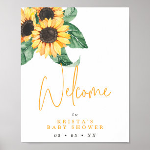 Poster Baby shower d'automne Sunflower Bienvenue