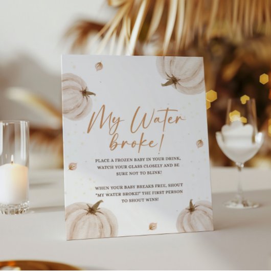 Poster Baby shower d'automne Symbole de ma rupture d'eau