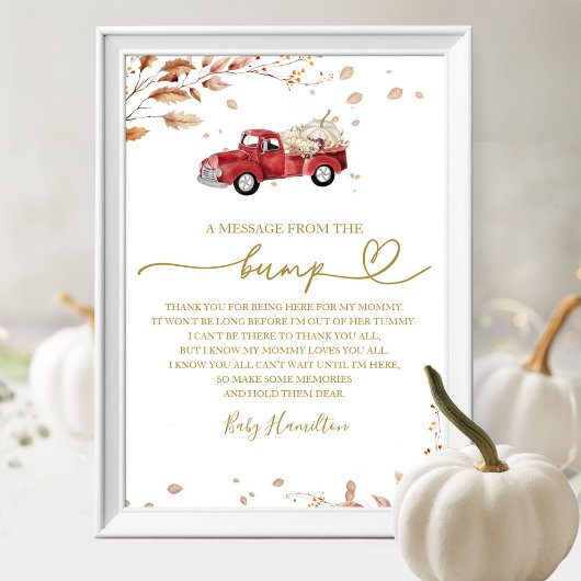 Poster Baby shower D'Automne Un Message Du Signe Bump
