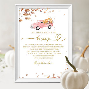 Poster Baby shower D'Automne Un Message Du Signe Bump