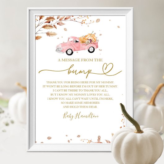 Poster Baby shower D'Automne Un Message Du Signe Bump