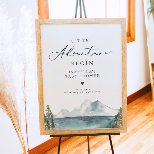Poster Baby shower d'aventure Boho Mountain Lake