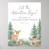 Poster Baby shower d'aventure des animaux forestiers de b (Devant)