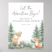 Poster Baby shower d'aventure des animaux forestiers de b (Devant)