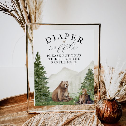 Poster Baby shower d'aventure Rupture de couche de bois