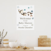 Poster Baby shower de baleines arctiques d'hiver (Cuisine)