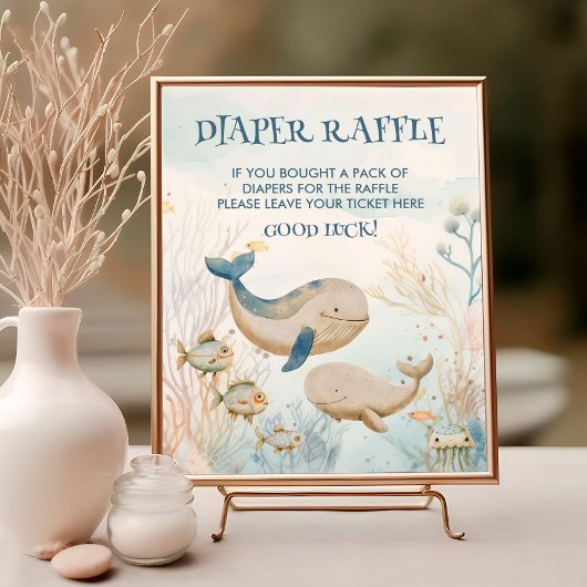 Poster Baby shower de baleines sous la mer Déchets Signe