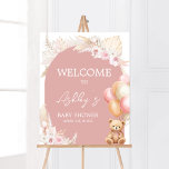 Poster Baby shower de ballon Boho rose Bienvenue<br><div class="desc">Faites de votre événement un événement spécial avec ce Baby shower de Fille Ours avec notre jolie Affiche de bienvenue imprimable mignon avec l'adorable thème de Baby shower de Ballons Ours Rose. Téléchargez,  personnalisez et créez des souvenirs durables avec cette touche parfaite pour votre fête joyeuse ! BS692</div>