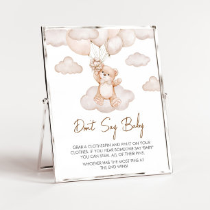 Poster Baby shower de ballon Brown bébé ours ne pas dire