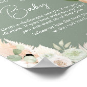 Poster Baby shower de ballon d'ours de saumons verts ne p (Coin)