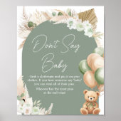Poster Baby shower de ballon d'ours de saumons verts ne p (Devant)