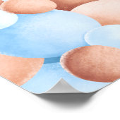 Poster Baby shower de ballons bleu beige (Coin)