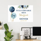 Poster Baby shower de ballons bleu marine (Bureau à domicile)