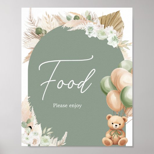 Poster Baby shower de ballons de saumons verts (Devant)