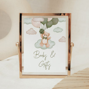 Poster Baby shower de ballons pour bébé vert Livres et ca