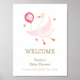 Poster Baby shower de ballons Princess Swan Dancing Bienv