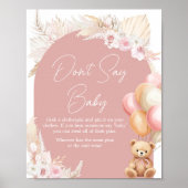 Poster Baby shower de balloon d'ours de saumons roses Ne  (Devant)