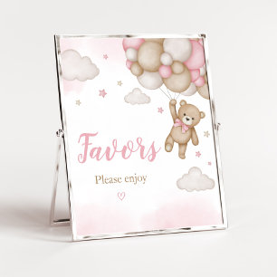 Poster Baby shower de balloon d'ours rose Faveurs