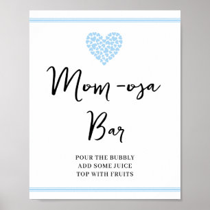 Poster Baby shower de bar Maman-Osa-Coeur Bleu