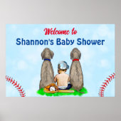 Poster Baby shower de baseball chien et bébé garçon (Devant)