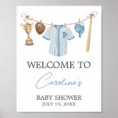 Poster Baby shower de baseball Little Slugger Bienvenue (Devant)