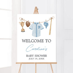 Poster Baby shower de baseball Little Slugger Bienvenue