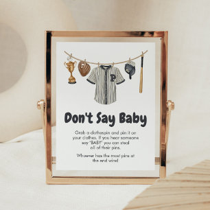 Poster Baby shower de baseball Little Slugger Ne pas dire