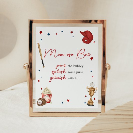 Poster Baby shower de baseball Maman Osa Bar