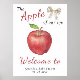 Poster Baby shower de bienvenue aux pommes Watercolor