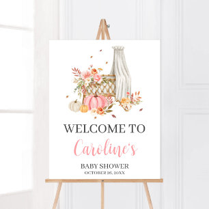 Poster Baby shower De Bienvenue Citrouille Rose Fall In L