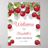 Poster Baby shower de bienvenue en mousse de cerise (Devant)