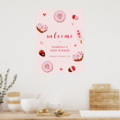 Poster Baby shower de bienvenue pour les beignets roses (Cuisine)