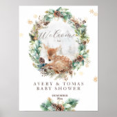 Poster Baby shower de bois de cerf Winter Welcome (Devant)