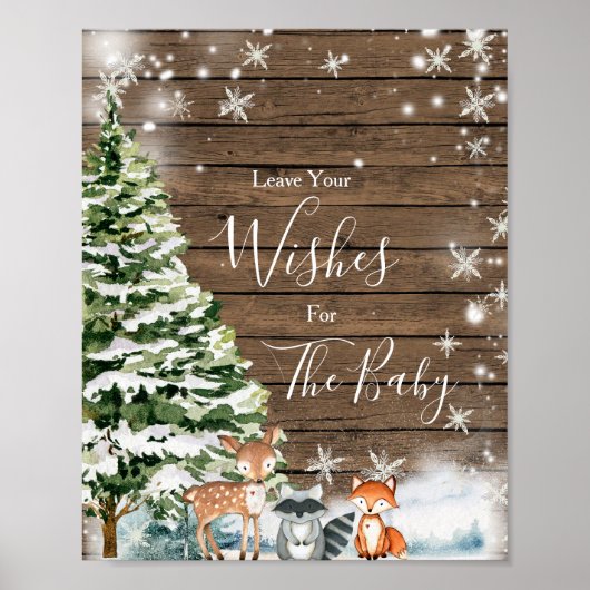 Poster Baby shower de bois d'hiver pour les animaux d'hiv (Devant)