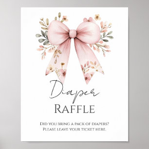 Poster Baby shower de boue rose floral Raffin