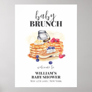Poster Baby shower de brunch au lait moderne Bienvenue