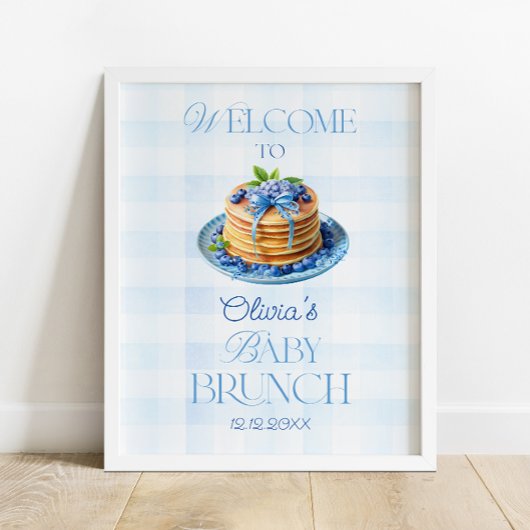 Poster Baby shower de Brunch Bébé Blueberry Bienvenue