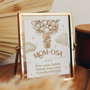 Poster Baby shower de bulle de l'ours en peluche momosa b