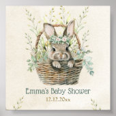 Poster Baby shower de Bunny Eucalyptus vert (Devant)