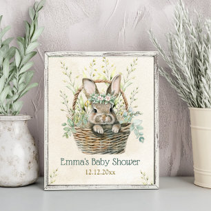 Poster Baby shower de Bunny Eucalyptus vert