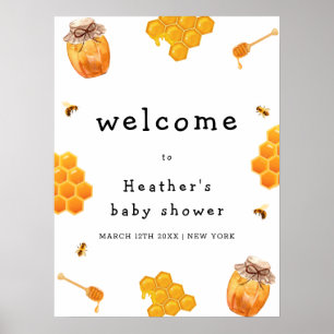 Poster Baby shower de cadre moderne Honey Bumblebee Accue