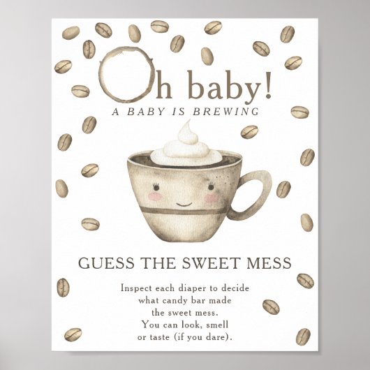 Poster Baby shower de café Devinez le gâteau doux (Devant)