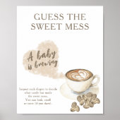 Poster Baby shower de café Devinez le gâteau doux (Devant)