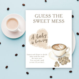 Poster Baby shower de café Devinez le gâteau doux